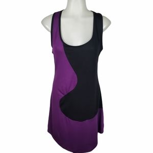 FUNKY STORY Purple and Black Wave Mini Dress Sz L